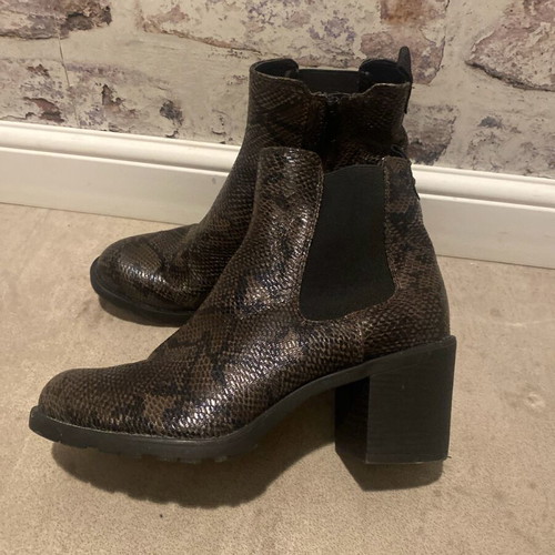 Pesaro women's leather boots new, snake print, brown, size 38