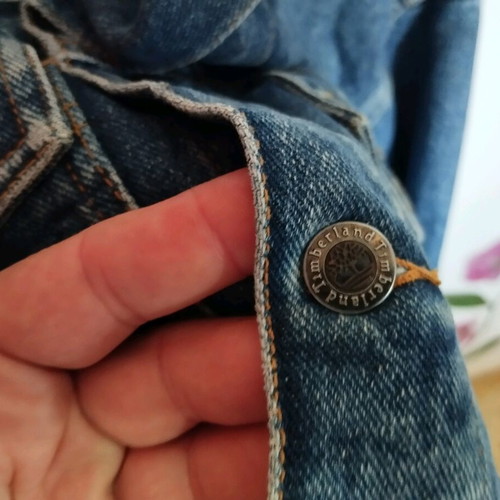 Vintage denim jacket Timberland "Rugged" with leather collar like new