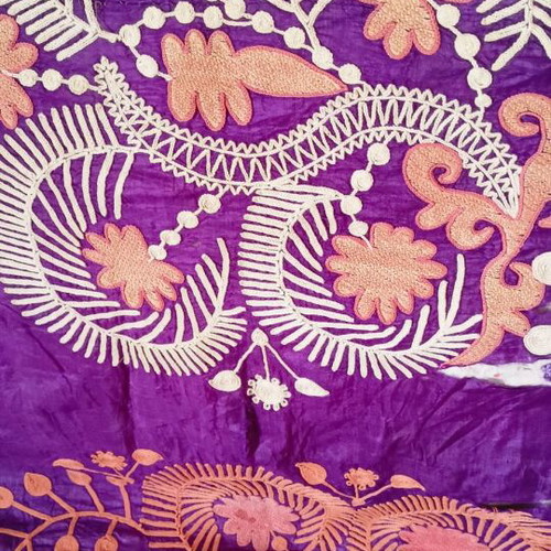Silk Suzani from Uzbekistan used, antique with cotton lining