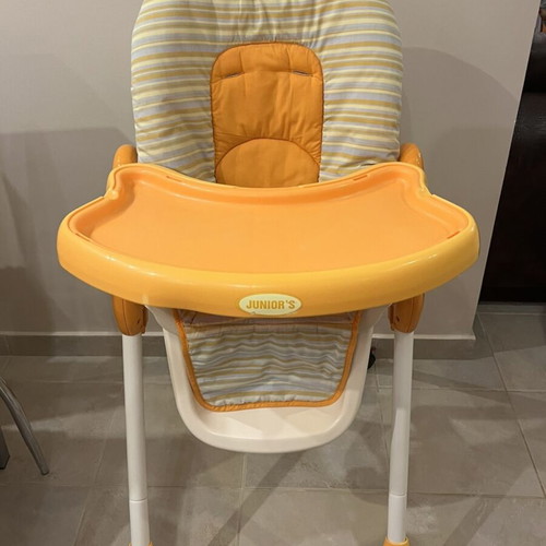 Baby high chair with two trays and detachable toy