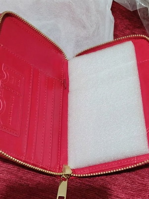 Passport holder new with zipper and wrist strap red