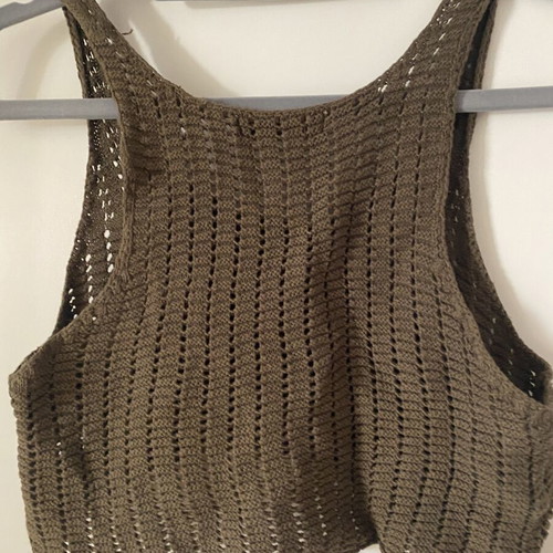 Pull & Bear knitted crop top, green, size S