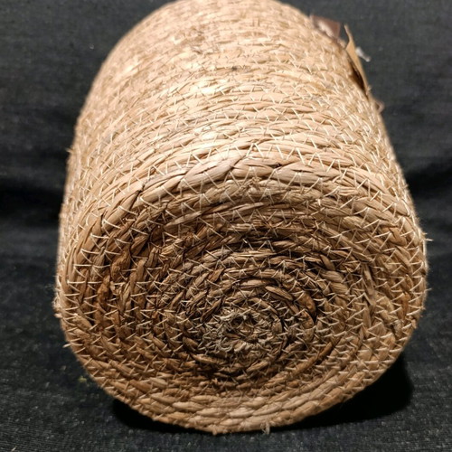Wicker basket with leather handles like new, natural color