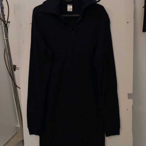 Cotton long sleeve dress shirt with zipper like new, dark blue