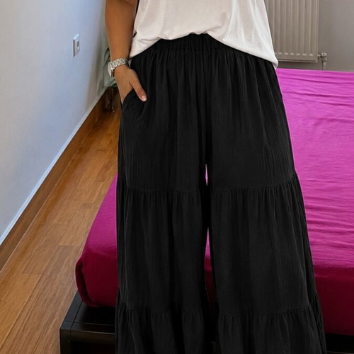 Black salvari pants, polyester fabric, size XXXL