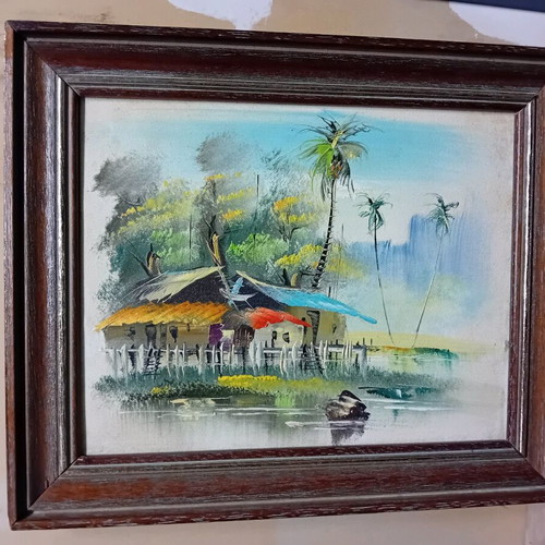 Small painting like new with tropical landscape