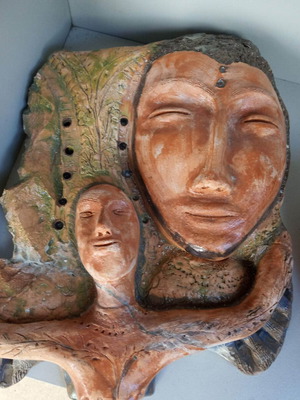 Mana Yios ceramic wall sculpture new with tree of life