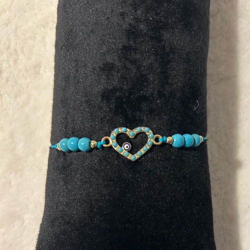 Boho Style Handmade Bracelets Set of 6 with Turquoise and Evil Eye