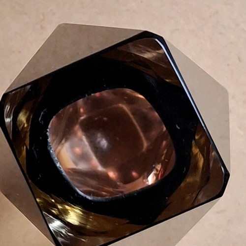 Murano sommerso vase 16 cm, brown grenat, yellow and clear