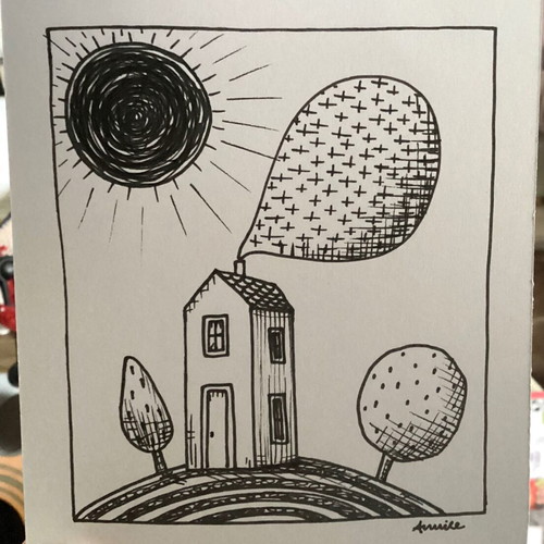 House mini hand-drawn sketch on Bristol paper 250gr, new