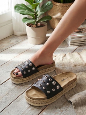 La Coquette Rock Chic leather platform sandals with studs, size 38