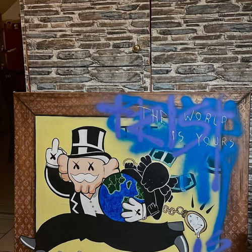 Handmade painting Kaws x Monopoly 100x100 cm custom acrylic