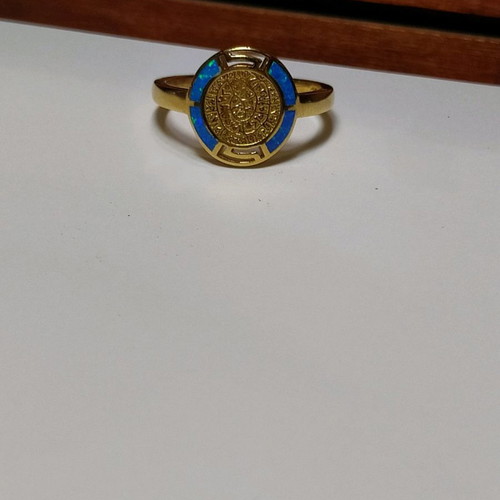 Silver gold-plated 925 ring with blue opal new, size 58