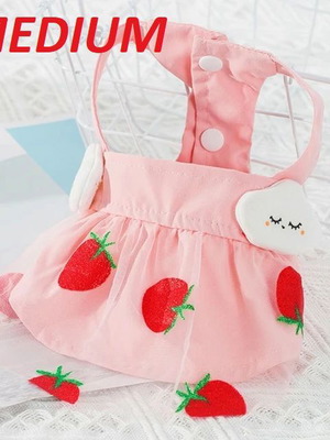 Dog dress pink with strawberries "Cloud & Berries" M
