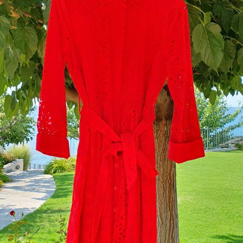 zara embroidered dress red ZARA. Long embroidered dress T.xs – Hibuy market main image 0