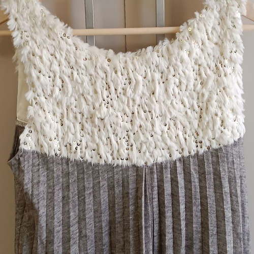Almost Famous dress size 10 like new, winter, white and gray