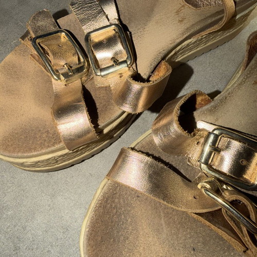 Bronze sandals with ankle straps size 38 used