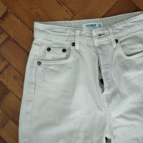 Pull & Bear beige high-waist jeans like new, straight fit, size XXS