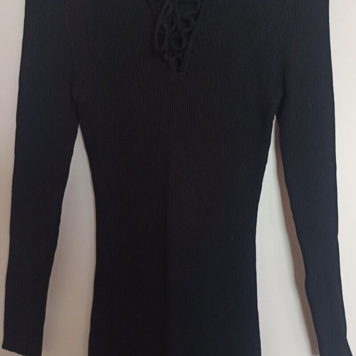 Black midi rib dress extra small, like new, viscose