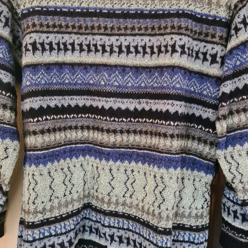 Lecomte sweater like new, size L-XL, 43% wool, blue and gray shades