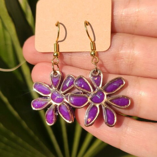 Handmade earrings new, purple and gold