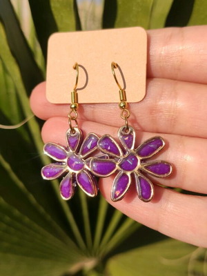 Handmade earrings new, purple and gold