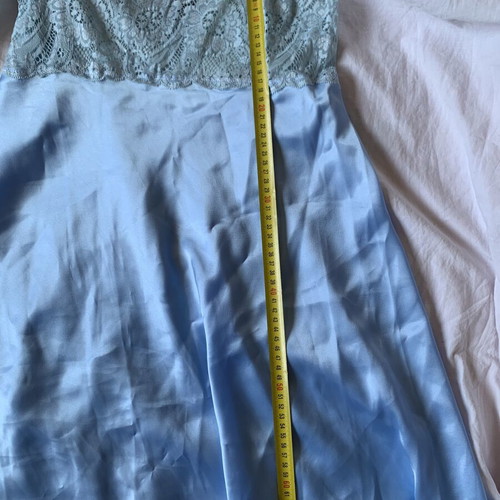 Toni M satin nightgown with lace, light blue, size M