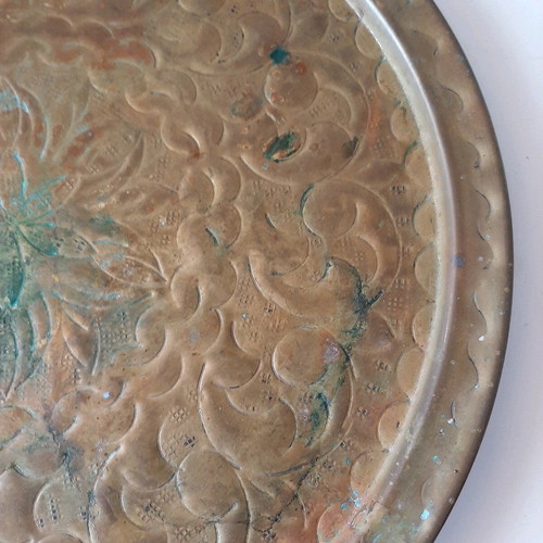 Copper tray used, over 100 years old with patina