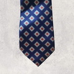 Vintage patterned tie used, navy blue with pattern