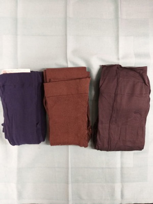 Thick tights new, brown knitted, blue and dark gray smooth, medium, pack of 3