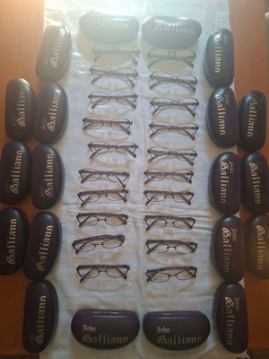 John Galliano eyeglasses frames collection, 20 pieces with cases