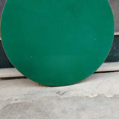 Round table used with green felt and folding beech legs