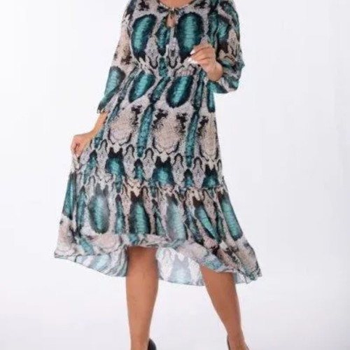 Long dress snake size s like new, beige and green