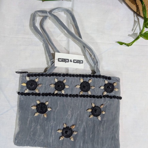 Boho handbag with seashells and beads