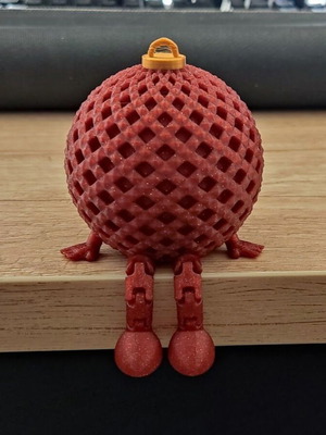 Christmas perforated ball with legs 3D printed made to order 6cm