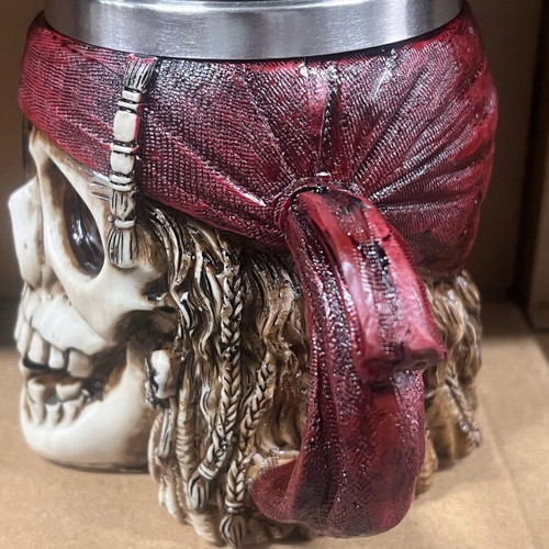 Pirate Skull Mug with Red Bandana, New