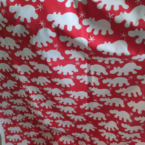 IKEA Red Hippo fabric new, cotton, 120x300cm, Eva Lundgreen 2008