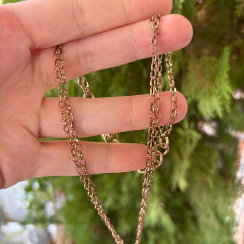 Folli Follie heart necklace with double chain in rose gold, like new