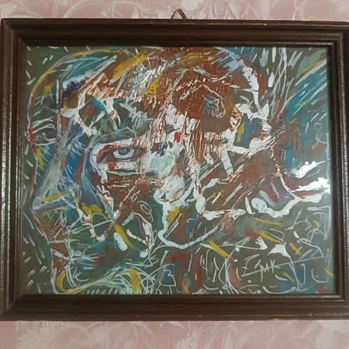Modern painting titled ΒΑΘΥ ΚΟΥΡΑΣΜΕΝΟ ΒΛΕΜΜΑ custom order