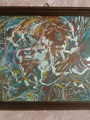 Modern painting titled ΒΑΘΥ ΚΟΥΡΑΣΜΕΝΟ ΒΛΕΜΜΑ custom order
