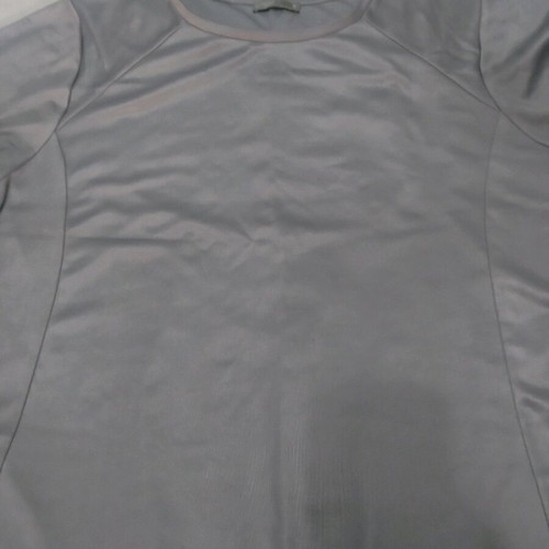 Women's blouse silver shiny satin, size L