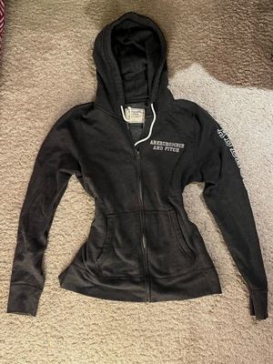 Abercrombie & Fitch vintage γκρι φούτερ με φερμουάρ, μέγεθος L μεταχειρισμένο