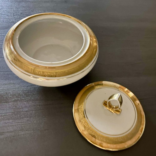 Bavaria porcelain bowl with lid used, vintage