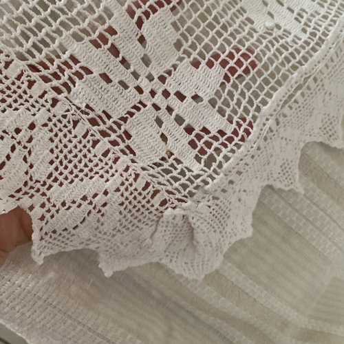 Vintage Handmade Crochet Tablecloth 130x94 cm Used