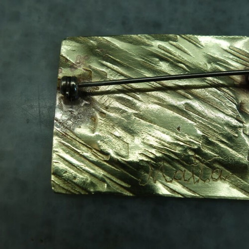 Square brooch like new with three metals (bronze, copper, alpaca)