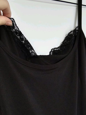 Top blouse like new, black with lace and beads