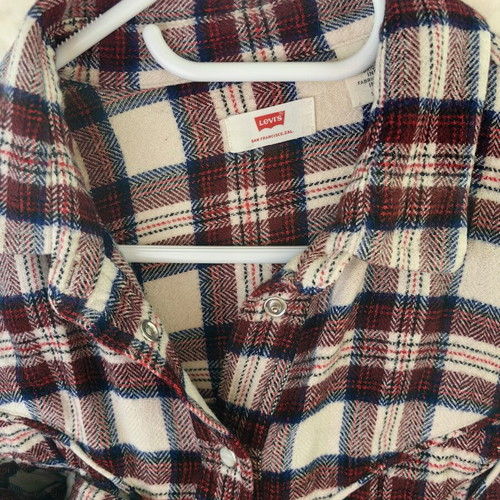 Levi's women's long sleeve shirt, white and red plaid