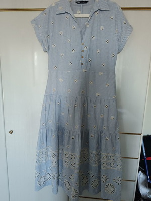 Zara dress light blue with white lace, like new, cotton, size XL