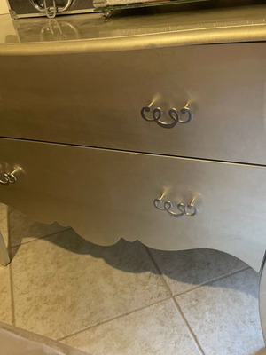 Chest of drawers two-drawer silver patina like new