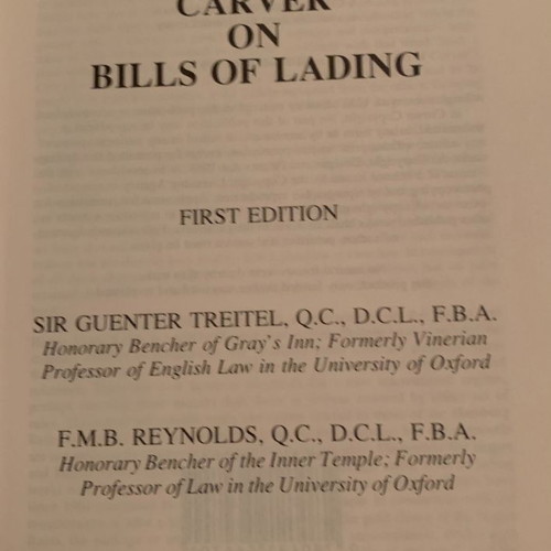 Carver on Bills of Lading professional book new